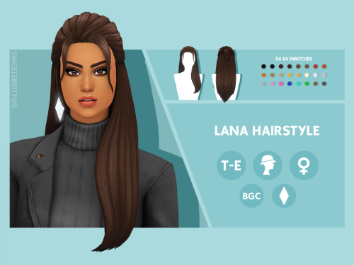 Lana, Solana, & Kia HairstyleMaxis Match HairstylesAvailable for Teens-Elders24 EA swatchesHat c