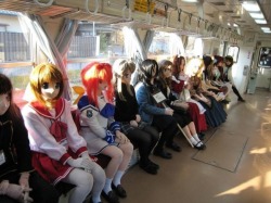 hermaallwardt:Fuiest Subway Pictures of All Time#6The Anime GangWe dont know whos having more fun? The people in costume or the passengers?! Actually some people would be rather freaked with those bug eyes.READ MORE?