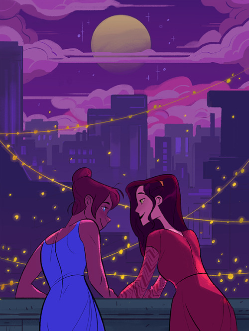 pichikui:Touched up an old korrasami commission! Based on @guileheroine‘s fic: The Everthere.