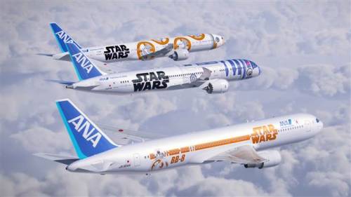 archatlas:  Boeing & ANA unveil R2-D2 Dreamliner Star Wars theme music played and Storm Troopers held guard as the hangar doors began to open. Within moments, a Boeing 787 “Dreamliner” painted with likeness of R2-D2 emerged to a cheering crowd