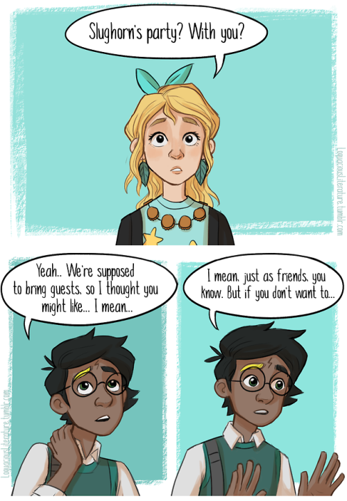 loquaciousliterature:  Yesss Luna, do it! You’re probably the only one who could pull off that look anyway… :) Phew! This is my longest comic to date. I didn’t want to cut out the Hermione sadness or the Luna goodness, so I decided to make it 13