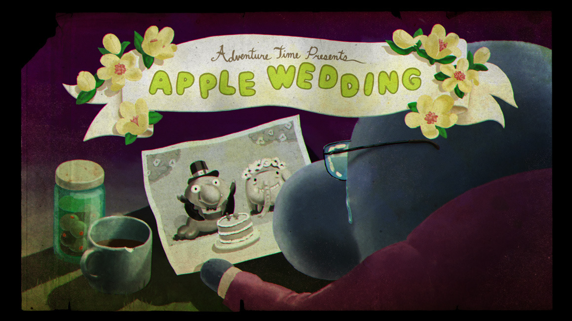    Apple Wedding - title card designed by Steve Wolfhard painted by Nick Jennings