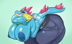 borisalien:    Getting Comfy Feraligatr won the Patreon poll! Big lady getting comfy? Or cooling off? Someone splash her with some water :y Edit: I’m naming her Pherra and might customize her further down the line.   - twitter - Patreon - ko-fi - FA -