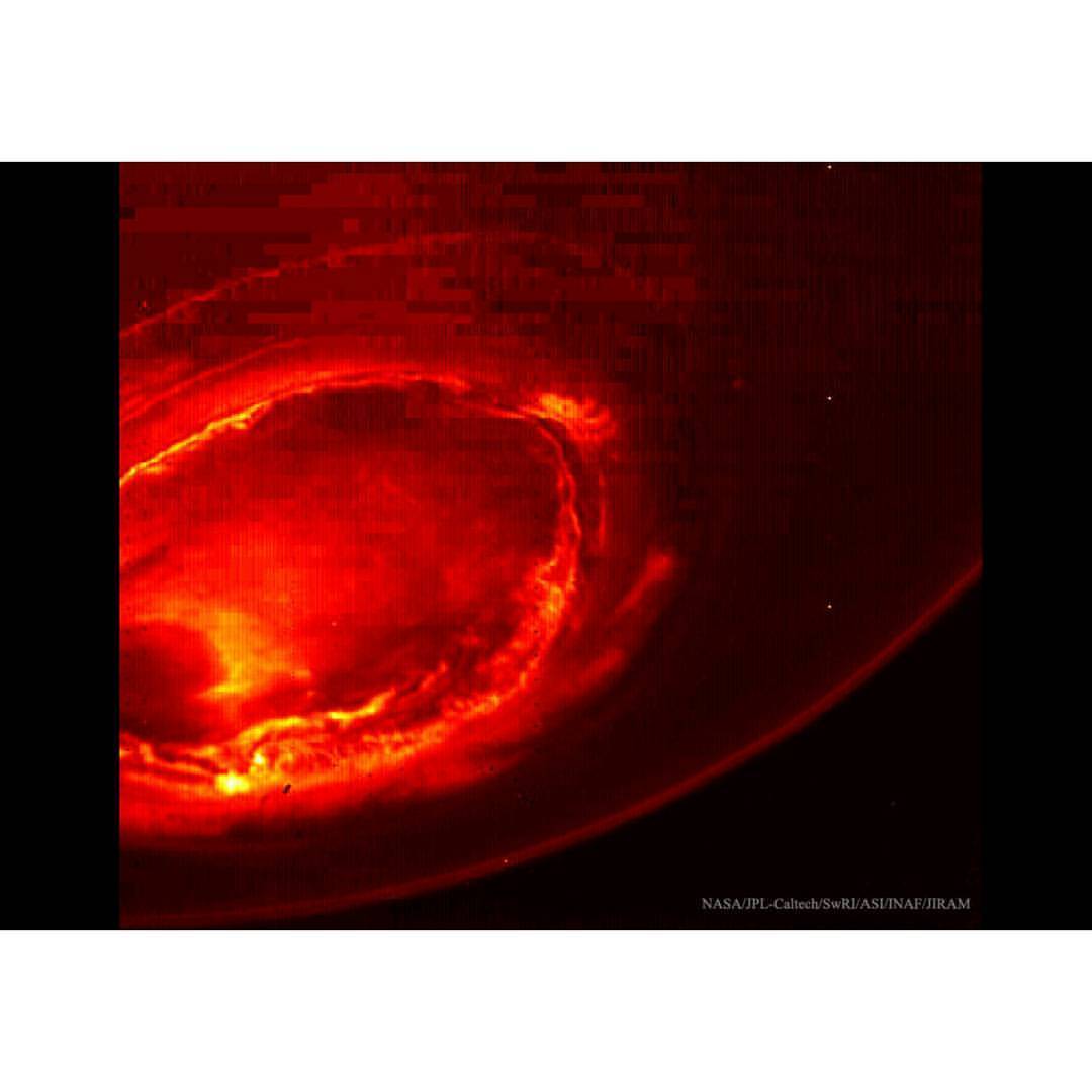 Aurora over Jupiter&rsquo;s South Pole from Juno #nasa #apod #jpl #caltech #swri