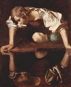 immortart:  Caravaggio, Narcissus, 1599. 