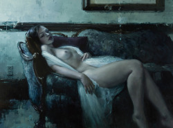 500-daysofart:  Jeremy Mann. Repose, Morning in Blue. Oil on Panel. 2012.  |  Exquisite art, 500 days a year.  |