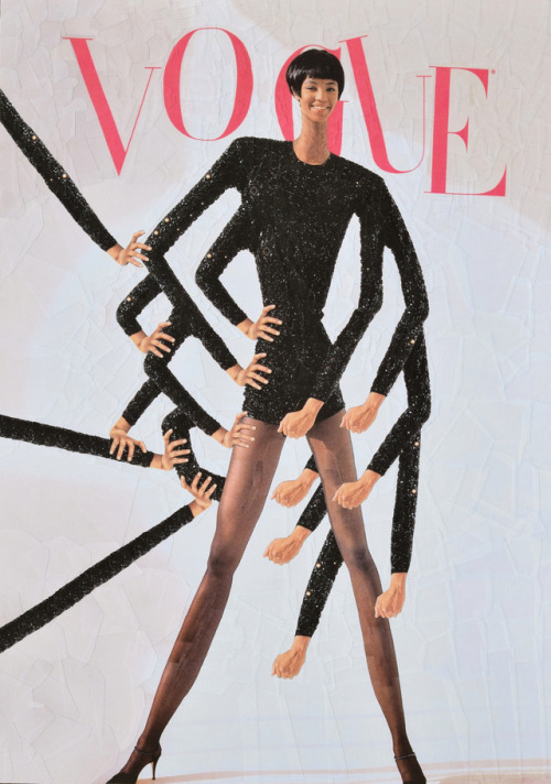 loladupre:Manipulation of Vogue Paris March 1990 Naomi Campbell by Sante D'Orazio, paper collage on 