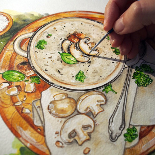 More Food commissions Final illustrations + Process shots : 1. Les spaghettis intégrales / Simple bu
