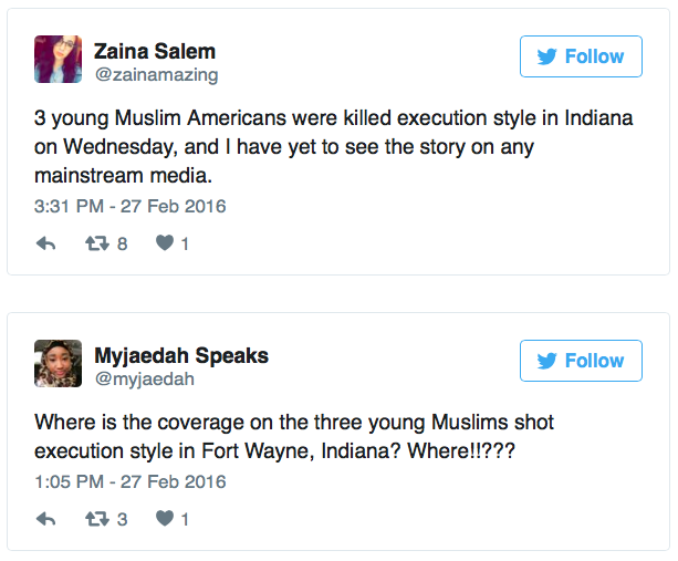 kingofhispaniola:  hijabpin:  micdotcom:  Three Muslims allegedly killed “execution-style”