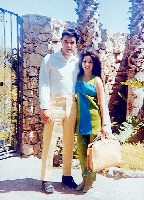 Elvis and Priscilla Presley at 1350 Ladera Circle in Palm Springs, CA., May 4, 1967.