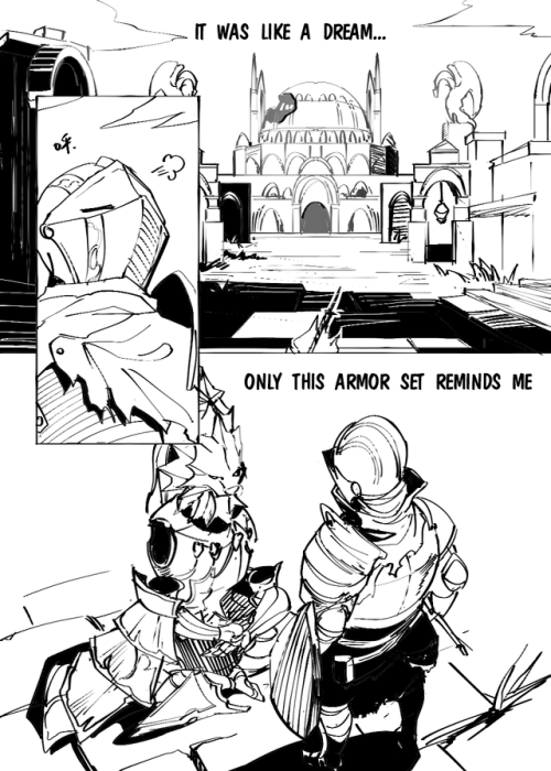 A short comic of Nameless King and Ornstein’s armor