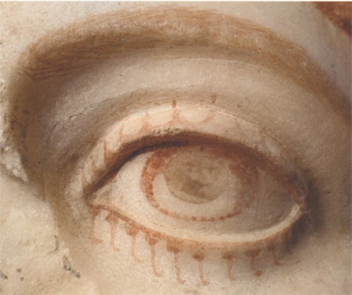 avgustaoktavia:The eye of a marble statue from Herculaneum, with surviving paint. Roman before 79 AD