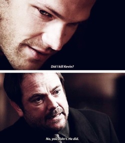 mishasaurus:  This breaks my heart because even the king of hell tries to convince Sam that Kevin’s death wasn’t his fault, but inside he knows it was and nothing will change it.