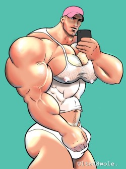 joe2bb:  ultraswole:  Beefy wet t-shirt selfie by UltraSwole  HOT - BUT WE WANNA SEE WHAT HAPPENS IN YOUR POSERS ! 