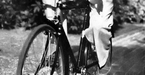 ronaldcolmans: Ronald Colman rides a bike near his home, c. 1938