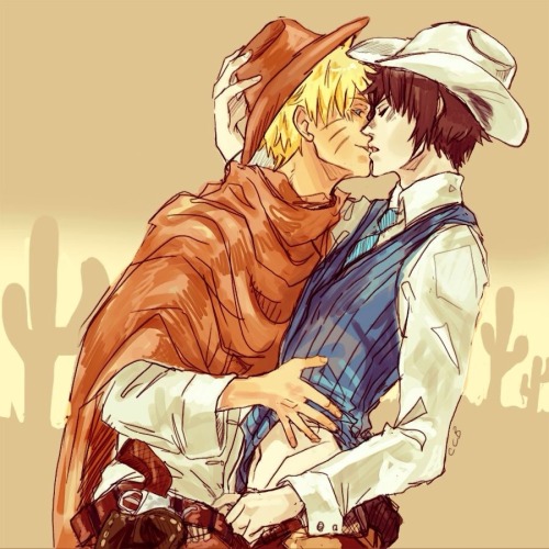 thelunahk: Sexy cowboys *~* Me encanta el NaruSasu. -Créditos de la imagen a quién cor