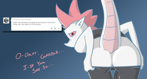 closetfizzle:  Fizzle: O-okay… I… I guess he’s right… I- I wouldn’t want to look girly while working out or anything…   *nosebleeds* o///o