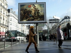 junkculture:  Street Artist Etienne Lavie Hijacks Billboards in Paris Replacing Ads with Classic Artworks 