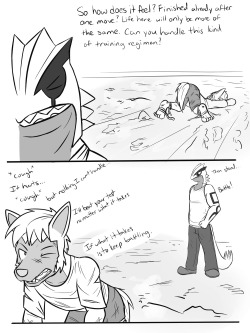 Pokemon Combat Academy doujin page 8-9Poochy’s got more up his sleeve than just a good tackle attack.