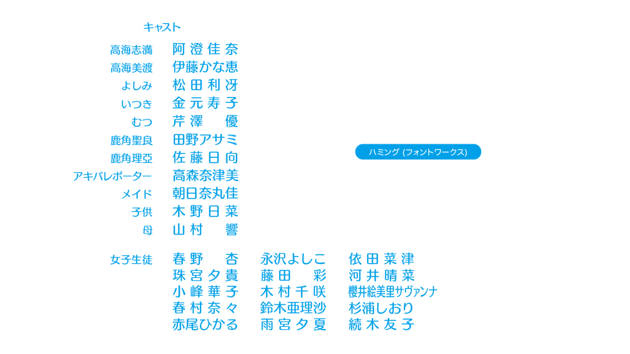 アニメのフォント ラブライブ サンシャイン Edクレジット