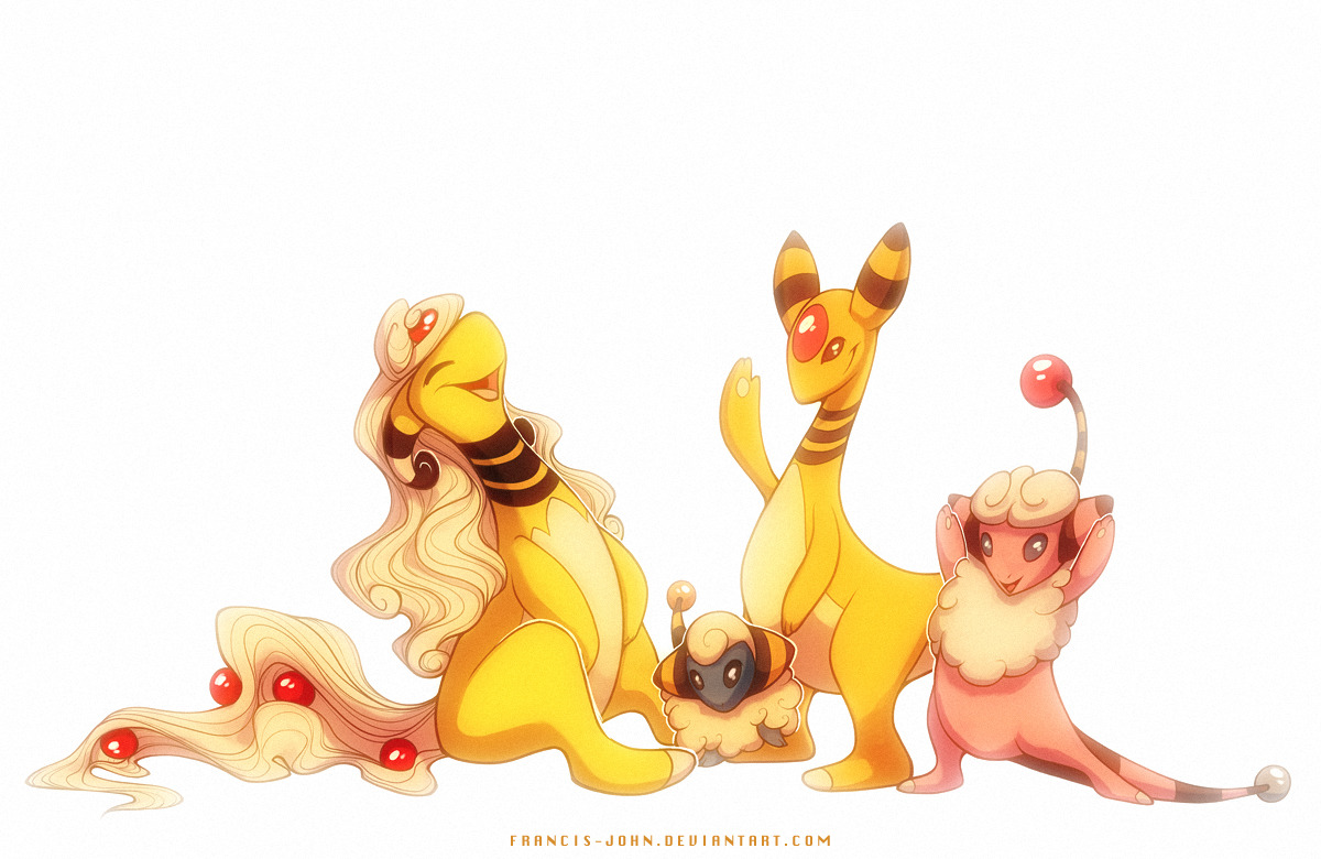 fluma:  Mareep, Flaaffy, Ampharos and Mega Ampharos 