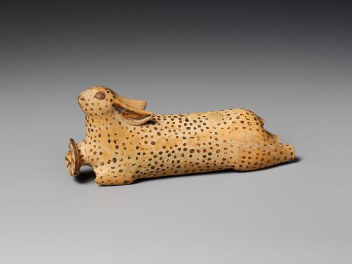 Alabastron (perfume vase) in the shape of a hare. c. 600 - 550 B.C.; terracotta. The Metropolitan Mu