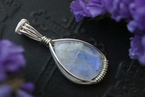Beautiful shimmery moonstones and rainbow moonstone pendants in sterling silver handmade by me.Avail