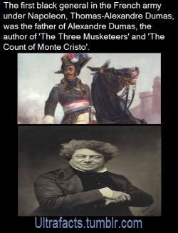 ultrafacts:  Thomas-Alexandre Dumas     25 March 1762 – 26 February 1806) was a general in Revolutionary France. He was also the father of Alexandre Dumas, who many of his historical novels of high adventure include The Count of Monte Cristo, The