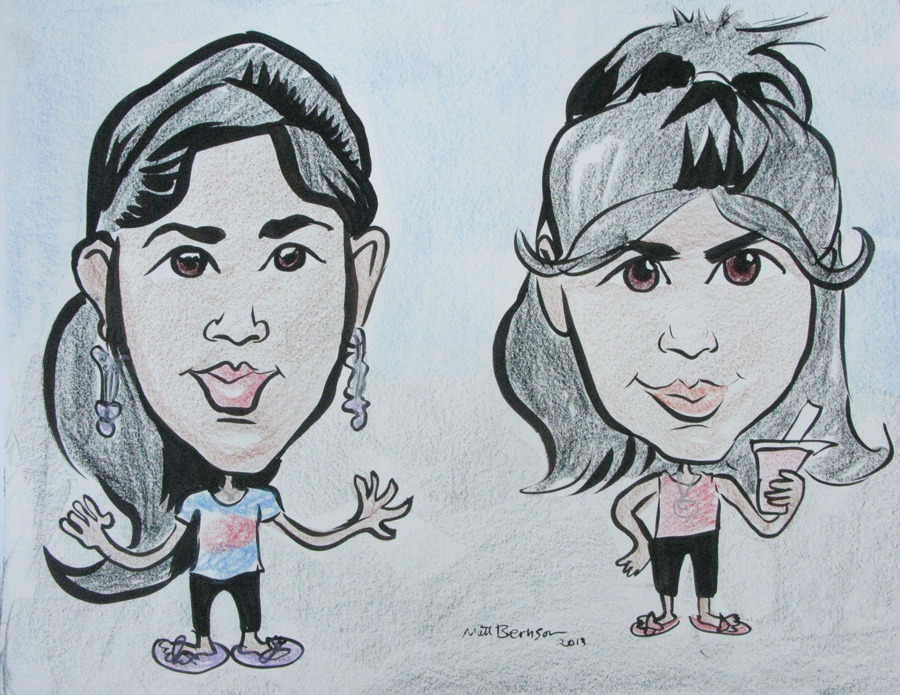 Caricatures by Matt Bernson.   Drawn at Dairy Delight, Malden, MA on 25 Aug 2013.