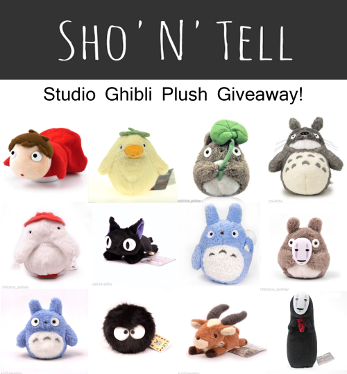 oh-totoro:  hooray-anime:  Sho’N’Tell is having a give away to help promote the site, and are giving away 5 Ghibli plushies. The winners will get to chose what plushie that want from Sun Arrow’s ghibli plushies. How to enter. 1. Reblog this post.