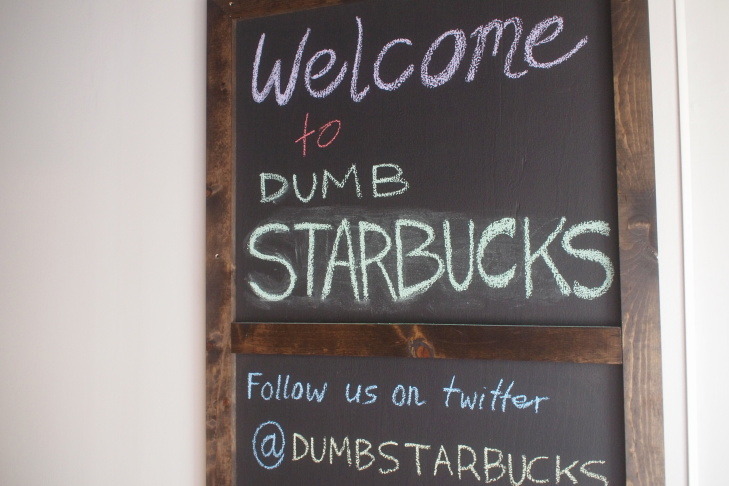 marionettejones:  johnnyis:  psykobomb:  This is a new coffee store named Dumb Starbucks