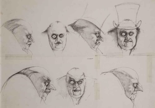 talesfromweirdland:Concept art for Oswald Cobblepot–aka The Penguin–from Batman Returns 