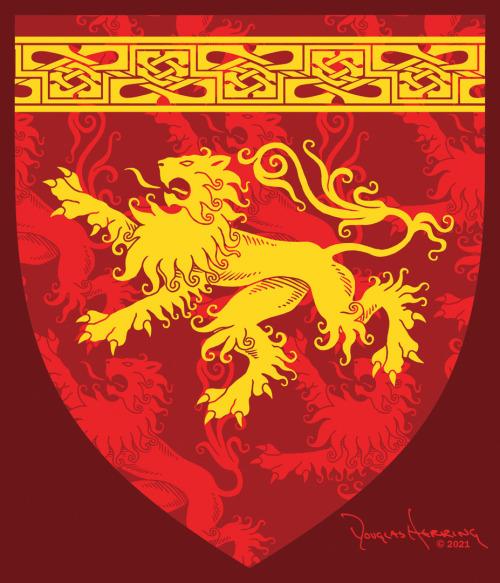 Gold Lion Passant Heraldry - tried to do something less Narnia, less Westeros, less England - Origin