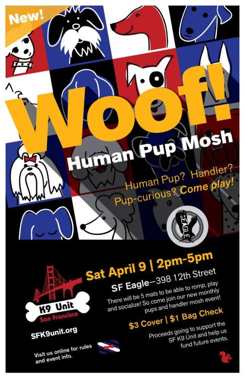 sfrubberboi:sfk9unit:Image Caption: Woof! Human Pup Mosh! Human Pup? Handler? Pup-curious? Come play