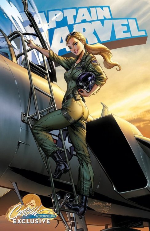 themarvelproject:The many incarnations of Carol Danvers by J. Scott Campbell from his exclusive Vari