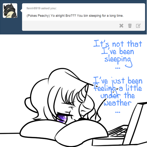 questions-for-peachy:  Kind of… woozy. But feel free to ask me some questions. I apologize for my absence…  Aww ;w; Get well soon!