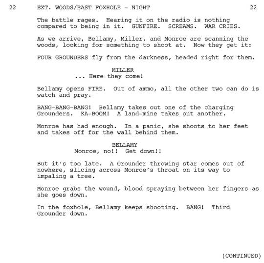 Here’s the next scene from “We Are Grounders, Part 2″, written by Jason Rothenberg. Hold on to your hats!