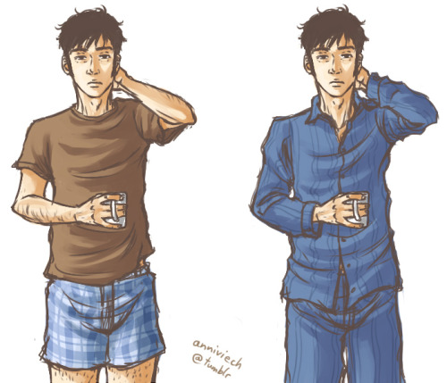 anniviech:  I couldn’t decide on a style of PJs, and since that had been the only request until a few minutes ago, I just decided to take a bit longer and do a summer and winter version :P (I kinda like the idea that, with his part human body, Tentoo