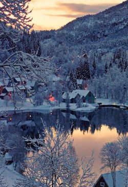 bluepueblo:  Snow Village, Norway photo via