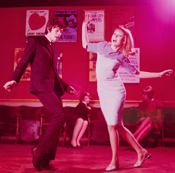 townhsend:A young mod style couple dance together in a London nightclub circa 1965
