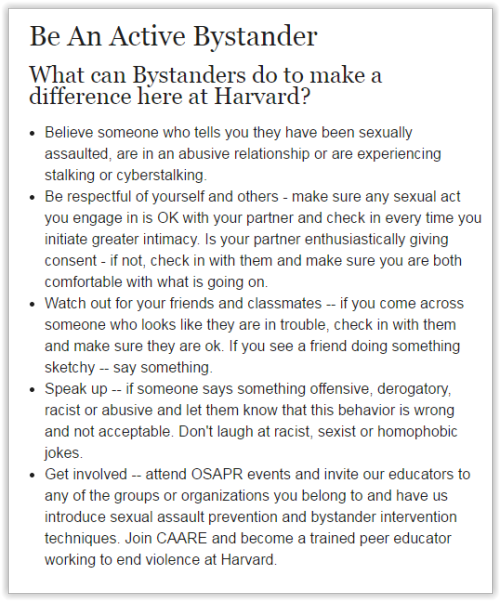 #BystanderIntervention From the Harvard University Office of Sexual Assault Prevention &amp; Res