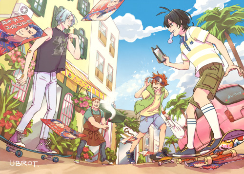 full illustration i did for Tropical Punch!, a summer-themed SK8 zine organized by @rollround! 