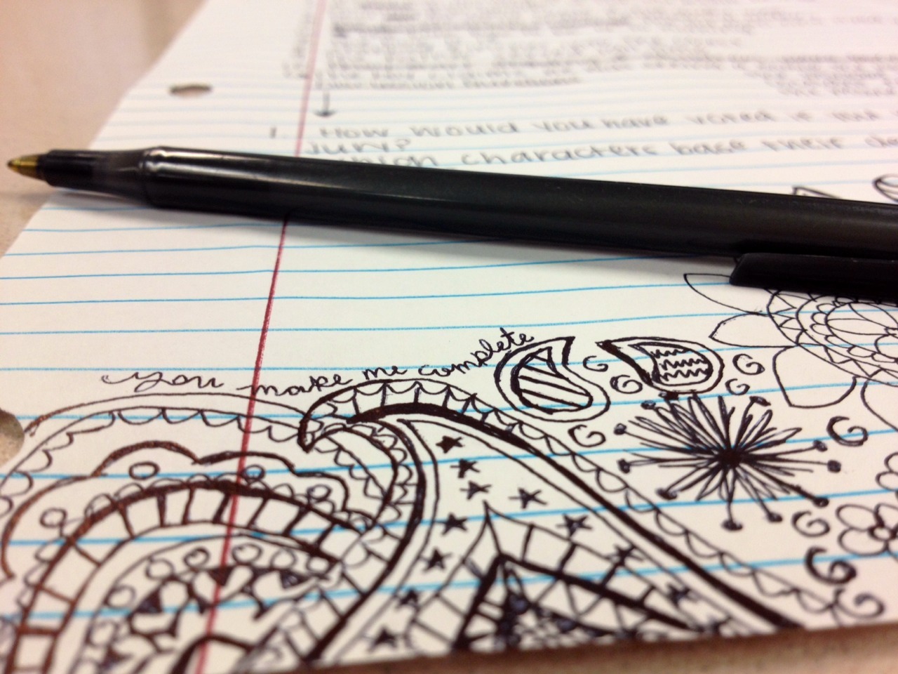 diistraught:  So I drew this during history today lol “You make me complete”