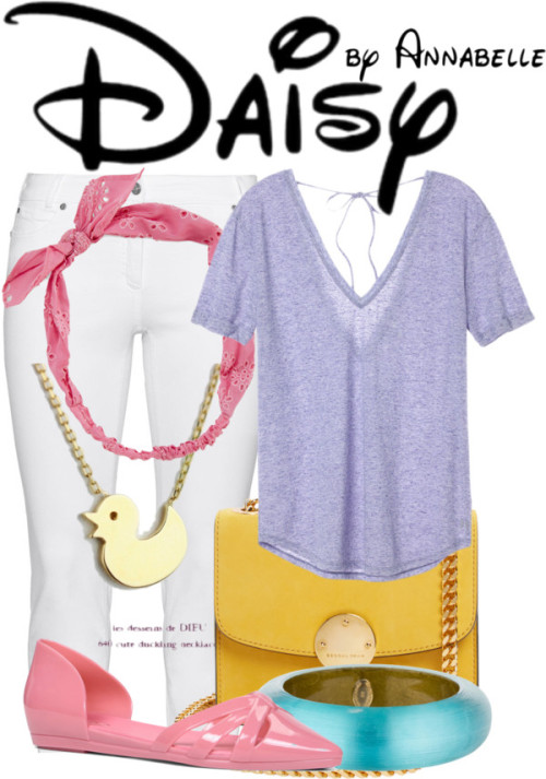 Daisy Duck by annabelle-95 featuring yellow handbags ❤ liked on Polyvore