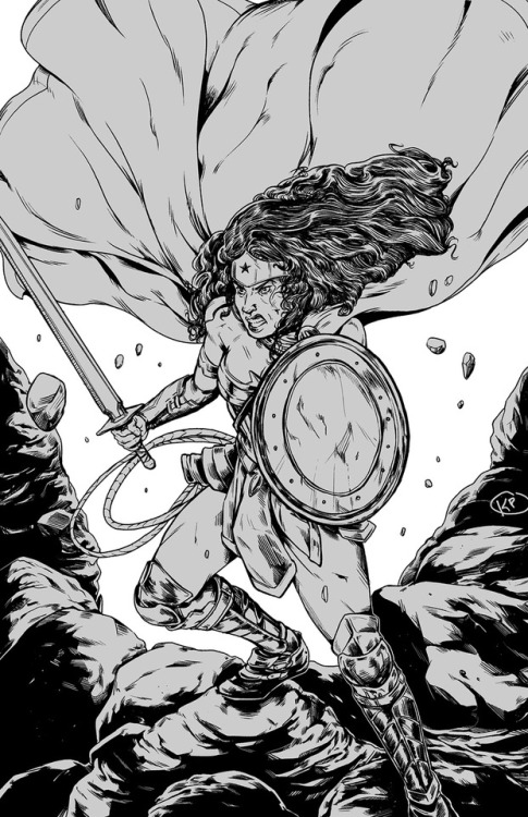 Wonder Woman black and white digital