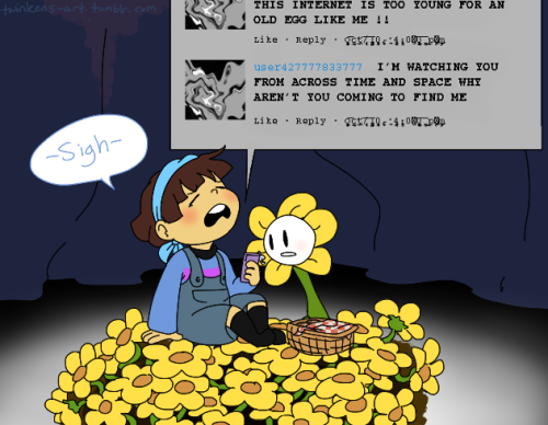 twinkens-art:  In the end, Frisk gave in and payed ol’ Wingdings a visit. Gaster’s social media adventures continue………..  [part 1] [part 2] 