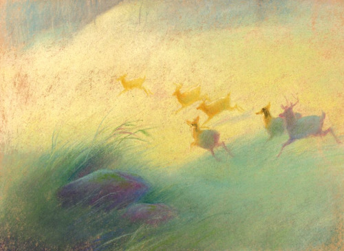 scurviesdisneyblog:Bambi concept art in tribute to legendary Disney artist Tyrus Wong (1910-201