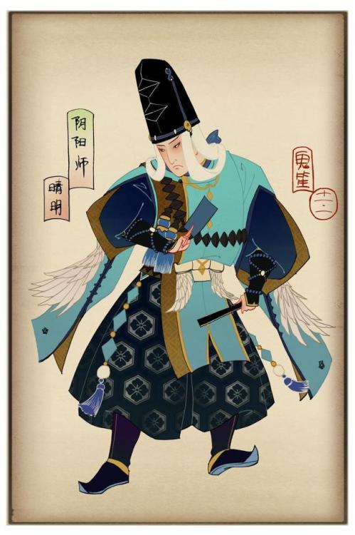 [Part. 1/6] Onmyoji (阴阳师)mythicalcharacters, drawn ukiyo-e style by 鬼笙 (find other posts here) Using