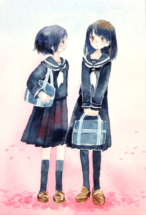kadoupoha:  同じクラスだったらいいねー　painted by 花童サナエ 