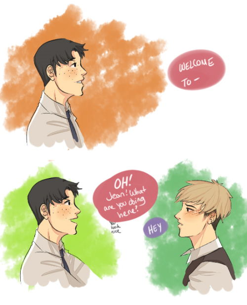 inverted-typo:  bonus yeah no so I saw this today and this came out of it. An au in which Marco owns a jewelry store and Jean is a loser and proposes in this stupid way. I was spazzing when I saw it and my dad was like: the fuck is wrong with you. you